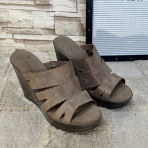 CATHY JEAN Brazil Leather Stylish Brown Wedge Sandals